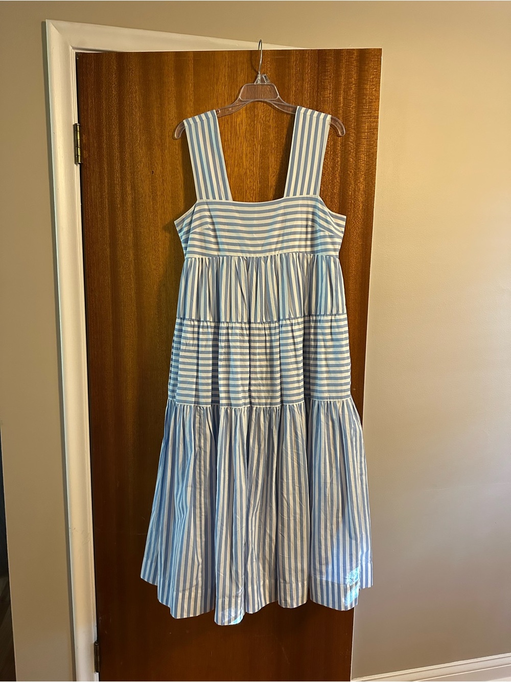 Anthropologie Blue and White Striped Tiered Sundress